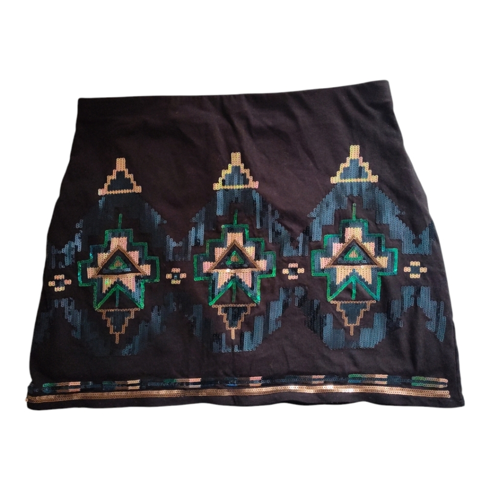 BONGO Modest Mini Skirt with Geometric Sequin Design ( 3 For $20 Item)